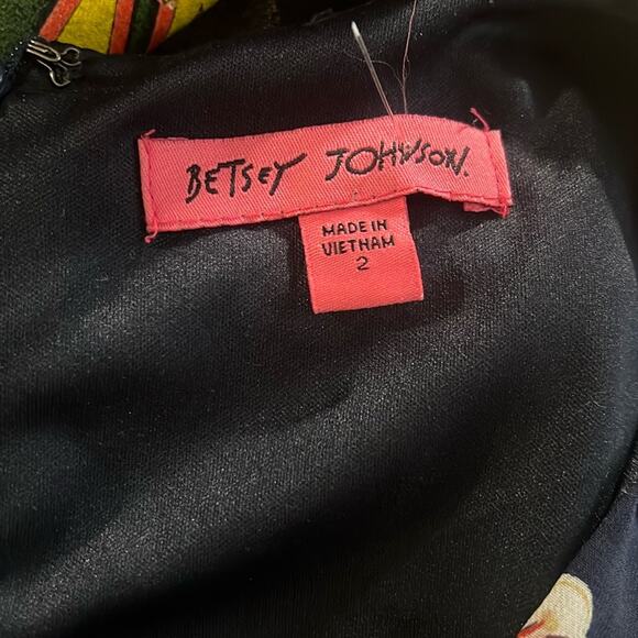 BETSEY JOHNSON Blue Colorful Floral Dress Easter 2 cottage core flouncey - Picture 2 of 7